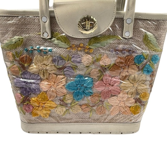 Mod Flower power 1960’s mid century basket retro beach bag tote purse by cabana - Picture 2 of 7